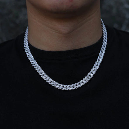 Sterling Silver Moissanite Diamond 18mm Cuban Link Chain