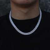 Sterling Silver Moissanite Diamond 18mm Cuban Link Chain
