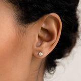 Flower Shape Round Cut Moissanite Stud Push Back Earring