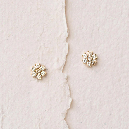 Flower Shape Round Cut Moissanite Stud Push Back Earring