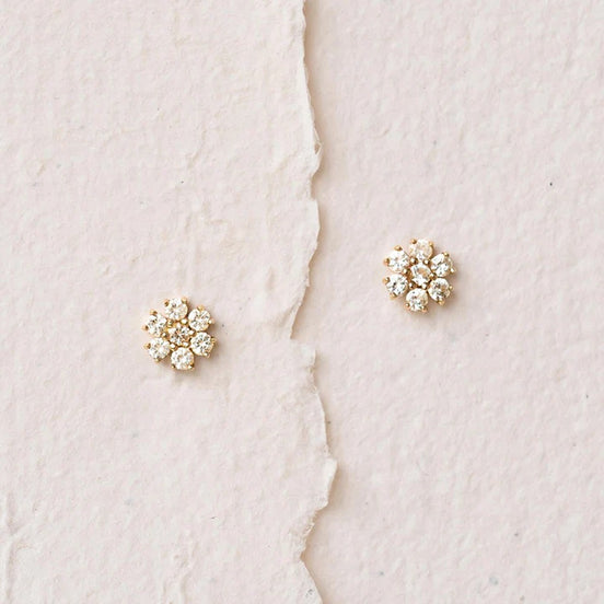 Flower Shape Round Cut Moissanite Stud Push Back Earring