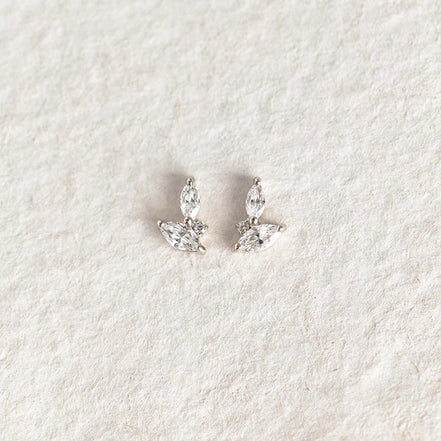 Moissanite Marquise Cut Leaf Shape Stud Push Back Earring