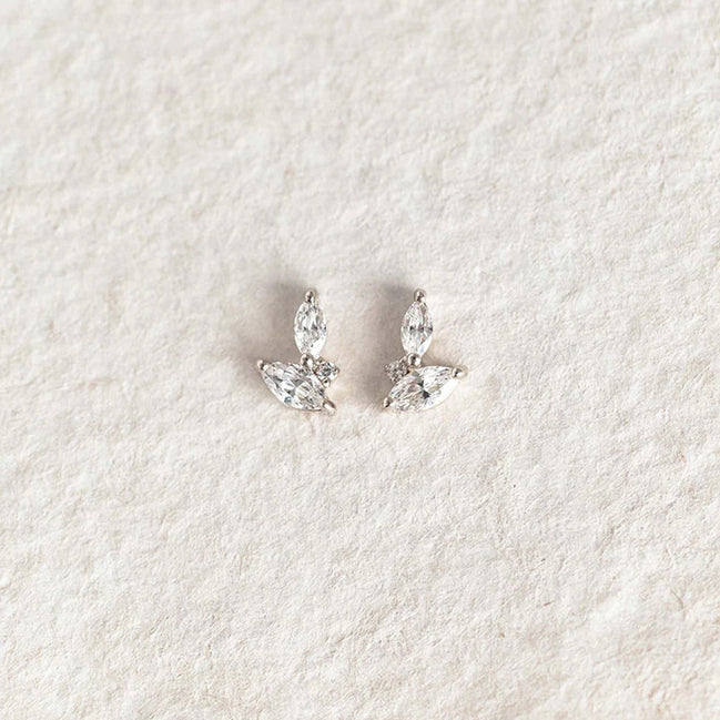Moissanite Marquise Cut Leaf Shape Stud Push Back Earring