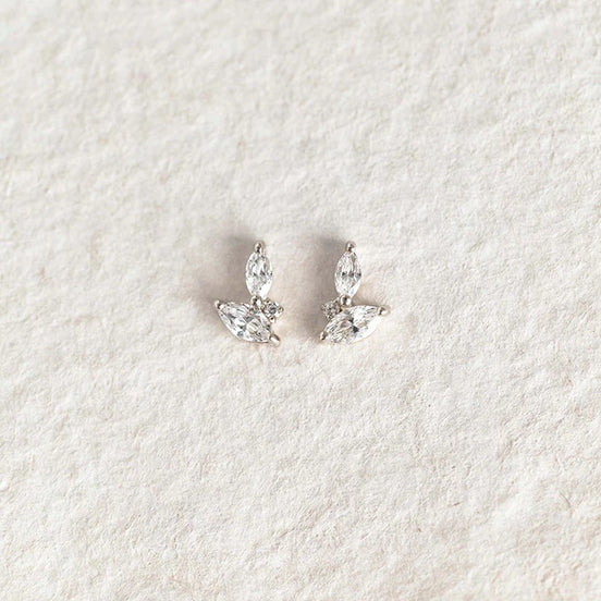 Moissanite Marquise Cut Leaf Shape Stud Push Back Earring