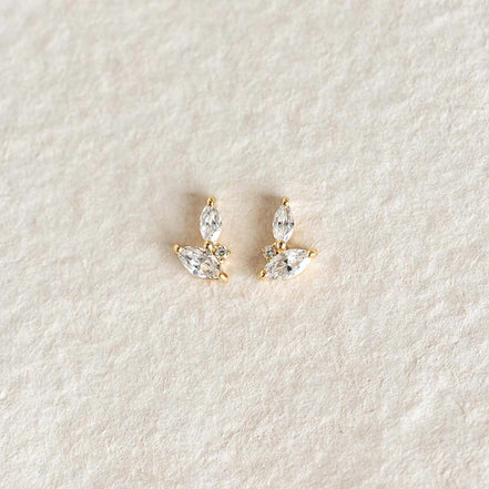 Moissanite Marquise Cut Leaf Shape Stud Push Back Earring