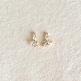 Moissanite Marquise Cut Leaf Shape Stud Push Back Earring