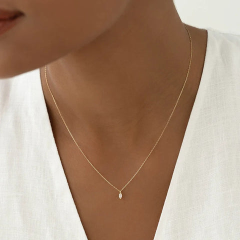 Marquise Cut Solitaire Moissanite Diamond Pendant For Her