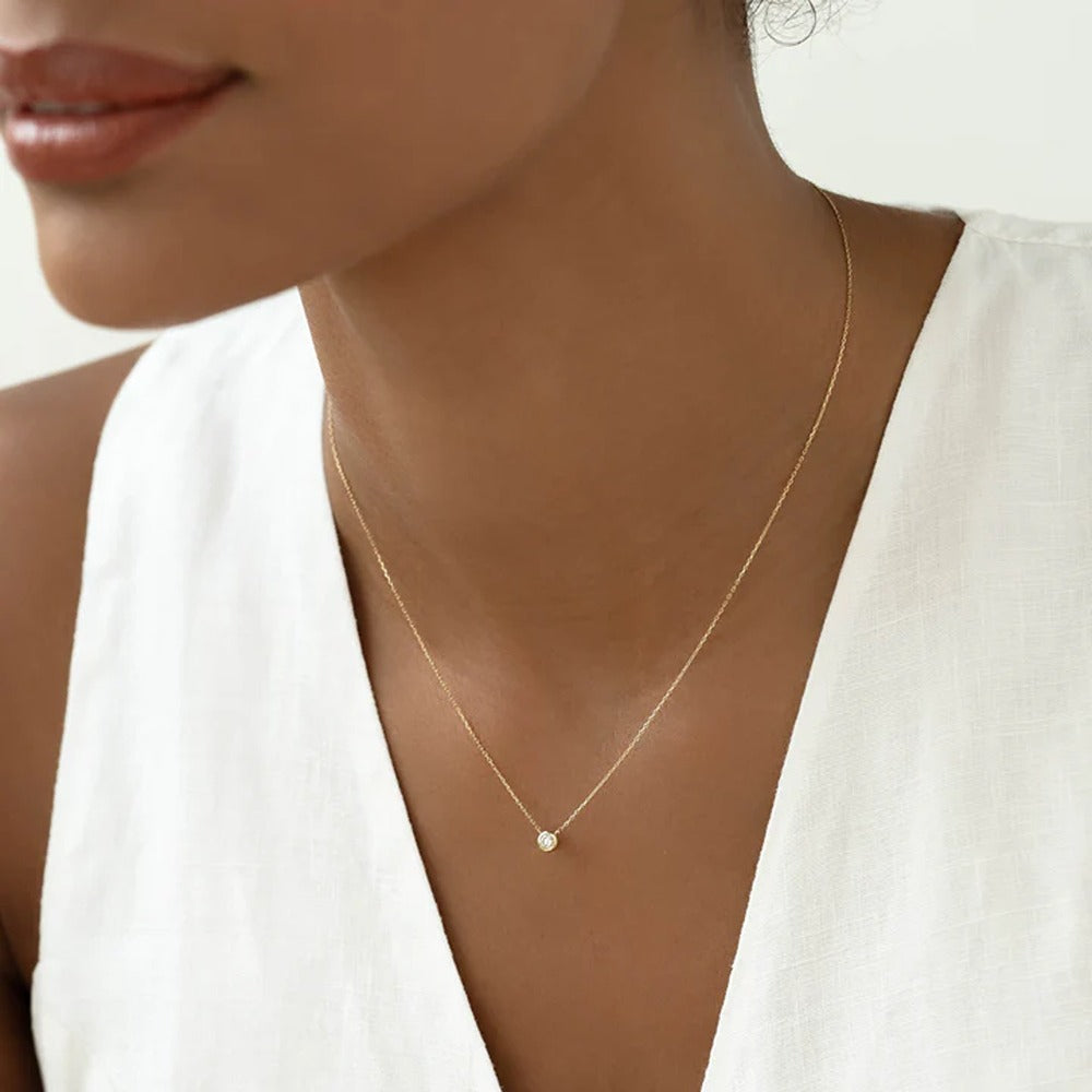 Bezel Set Solitaire Round Cut Moissanite Pendant Gift For Women