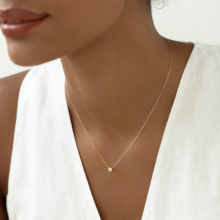 Bezel Set Solitaire Round Cut Moissanite Pendant Gift For Women