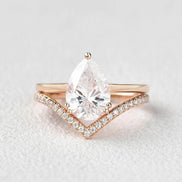Pear Cut Solitaire VVS1 Moissanite Wedding Ring Set