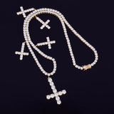 Moissanite Round Cut Multi Cross Iced Out Tennis Chain For Men's