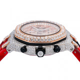 Red Rubber Strap Chrono Dial Moissanite Watch