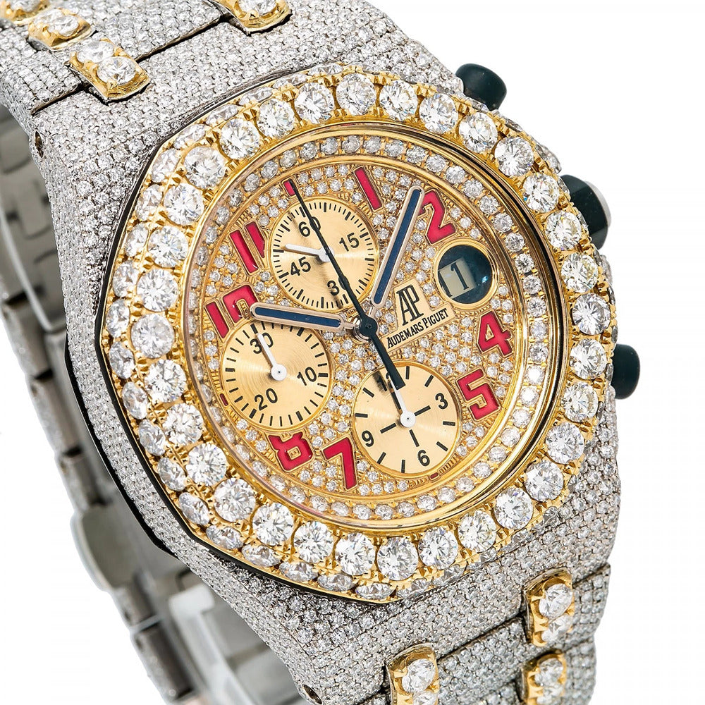 Dual Tone Chrono Dial Moissanite Unique Watch