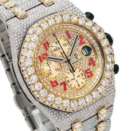 Dual Tone Chrono Dial Moissanite Unique Watch