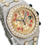 Dual Tone Chrono Dial Moissanite Diamond Unique Watch
