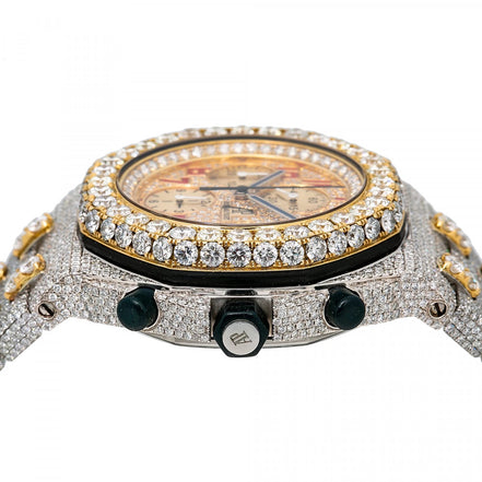 Chrono Dial Dual Tone Moissanite Fancy Watch For Him