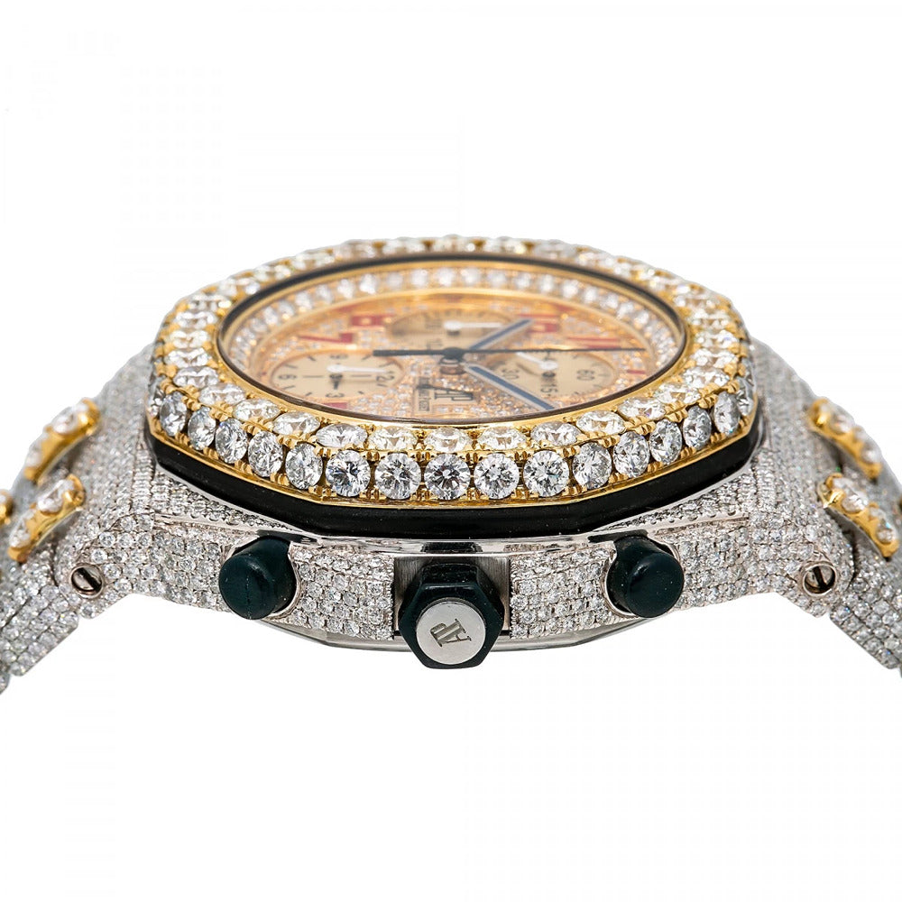 Dual Tone Chrono Dial Moissanite Unique Watch