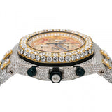 Dual Tone Chrono Dial Moissanite Diamond Unique Watch