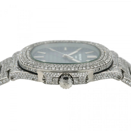 Colorless Moissanite Blue Dial Iced Out Luxury Watch