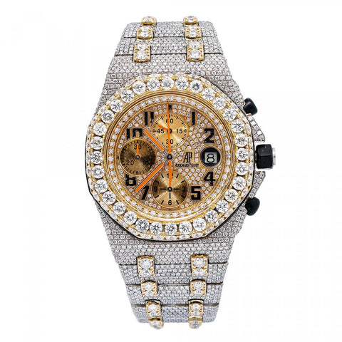Dual Tone VVS1 Moissanite Handmade Hip Hop Watch