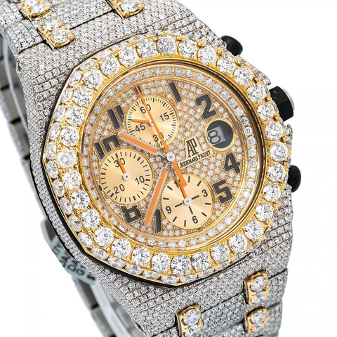 Dual Tone VVS1 Moissanite Handmade Hip Hop Watch