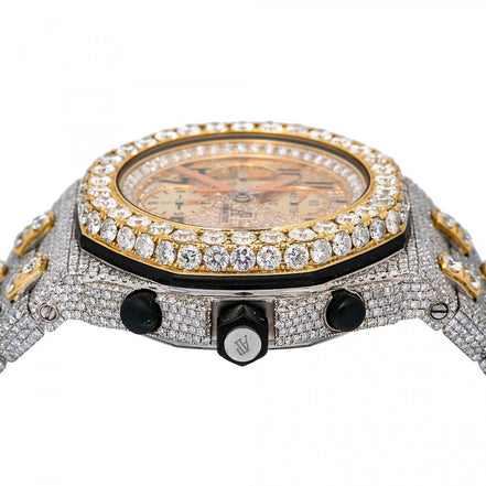 Dual Tone Moissanite Handmade Hip Hop Watch