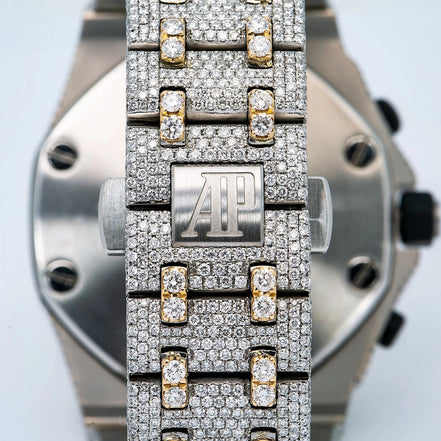 Dual Tone Moissanite Handmade Hip Hop Watch