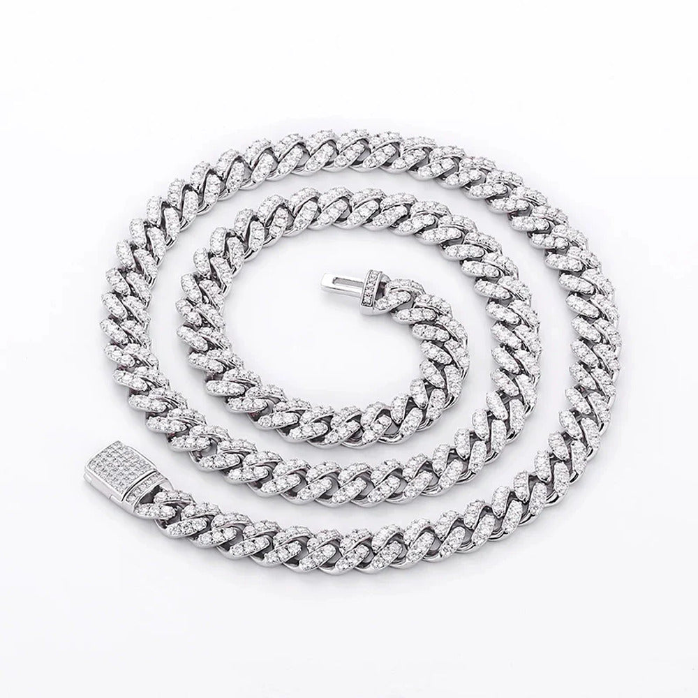 Moissanite Cuban Link Chain Necklace For Men's