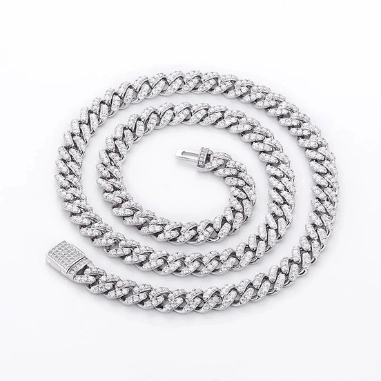 Moissanite Cuban Link Chain Necklace For Men's