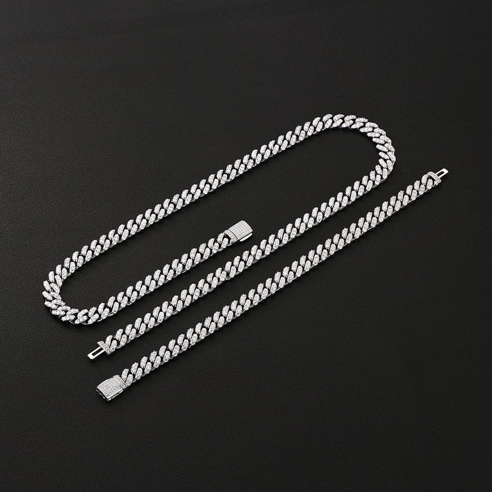 Moissanite Cuban Link Chain Necklace For Men's