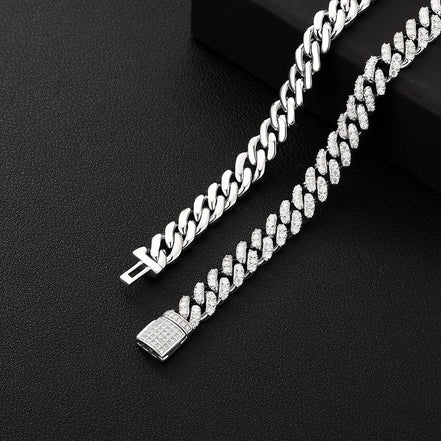 Moissanite Cuban Link Chain Necklace For Men's