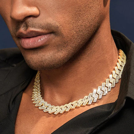 Hip Hop Luxury Moissanite Round & Baguette Cuban Link Chain