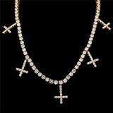 Moissanite Round Cut Multi Cross Iced Out Tennis Chain For Men's