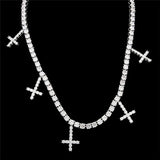 Moissanite Round Cut Multi Cross Iced Out Tennis Chain For Men's