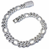Moissnaite Diamond Iced Figaro Cuban Link Hip Hop Luxury Chain