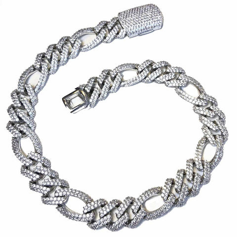 Moissnaite Diamond Iced Figaro Cuban Link Hip Hop Luxury Chain