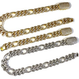 Moissnaite Diamond Iced Figaro Cuban Link Hip Hop Luxury Chain