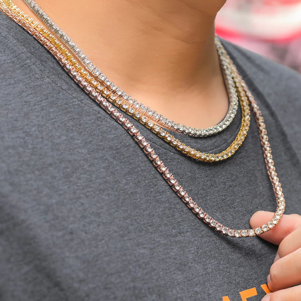 Round Cut Moisanite Iced Out Tennis Hip Hop Chain