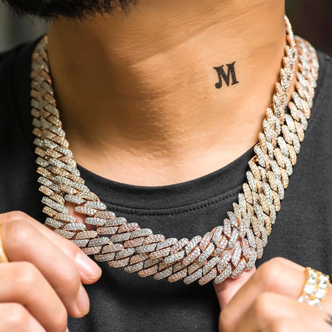 Two Tone Lab Crated Moissanite Iced Out Chain For Him