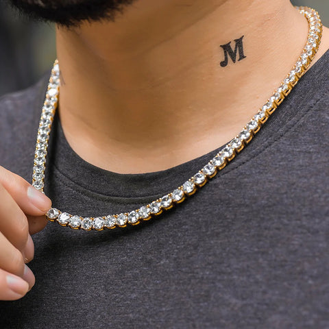 Round Cut Iced Out Full Moissanite Tennis Chain Gift For Men's