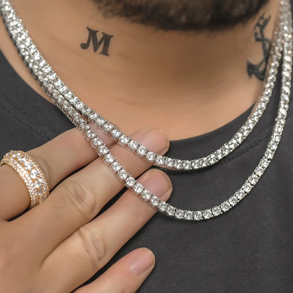 Round Cut Moisanite Iced Out Tennis Hip Hop Chain