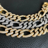 Moissnaite Diamond Iced Figaro Cuban Link Hip Hop Luxury Chain