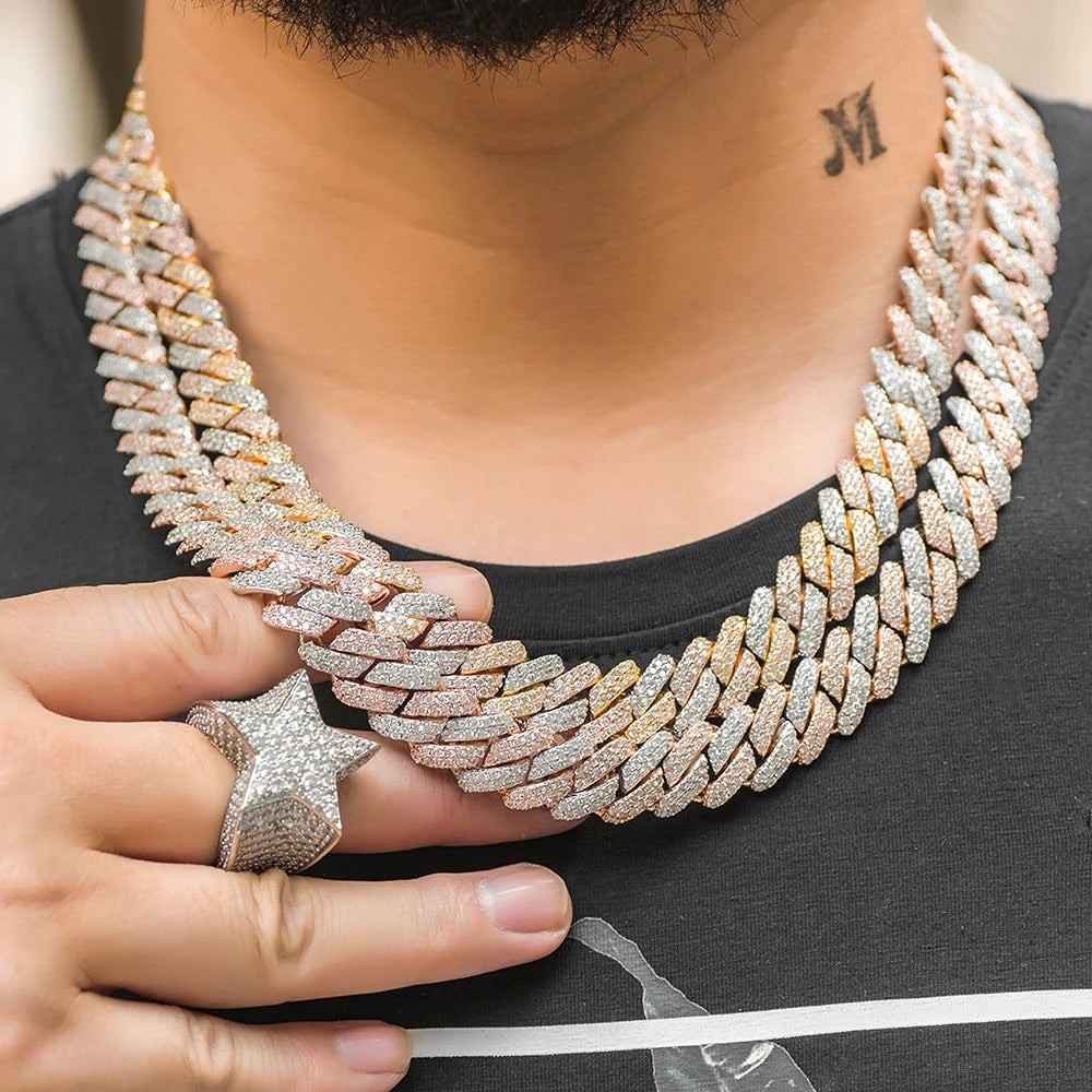 Two Tone Lab Crated Moissanite Iced Out Chain For Him