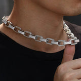 Round Brilliant Cut White Gold Moissanite Iced Out Box Chain