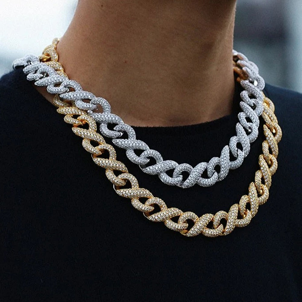 Men's Iced Out Infinity Moissanite Diamond Cuban Like Chain