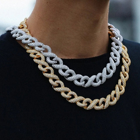 Men's Iced Out Infinity Moissanite Diamond Cuban Like Chain