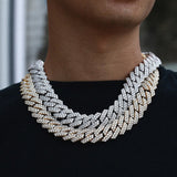 Full Ice Out Moissanite Round Cut Prong Double Row Cuban Chain