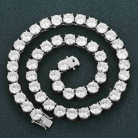Round Cut Moissnaite Tennis Nacklace Gift For men's