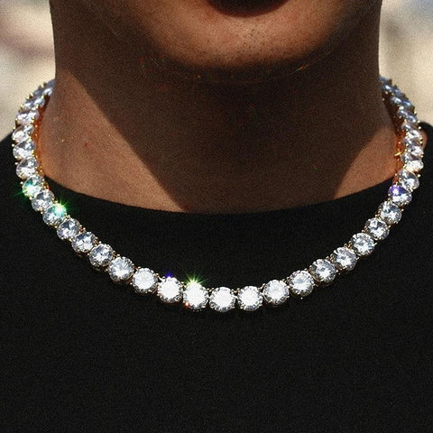 Round Cut Moissnaite Tennis Nacklace Gift For men's