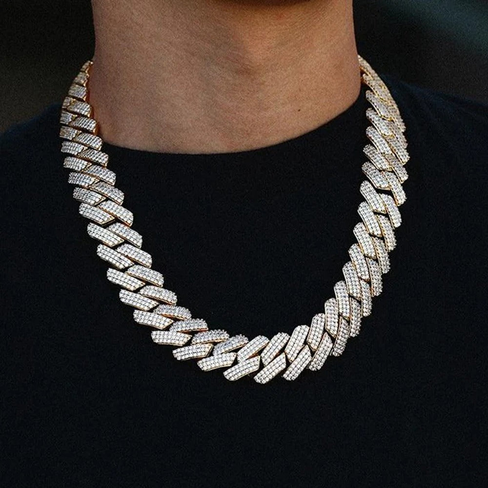 925 Sterling Silver Iced Out Moissanite Cuban Linked Chain